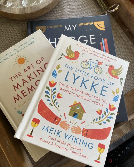 Book collection inspired by hygge.