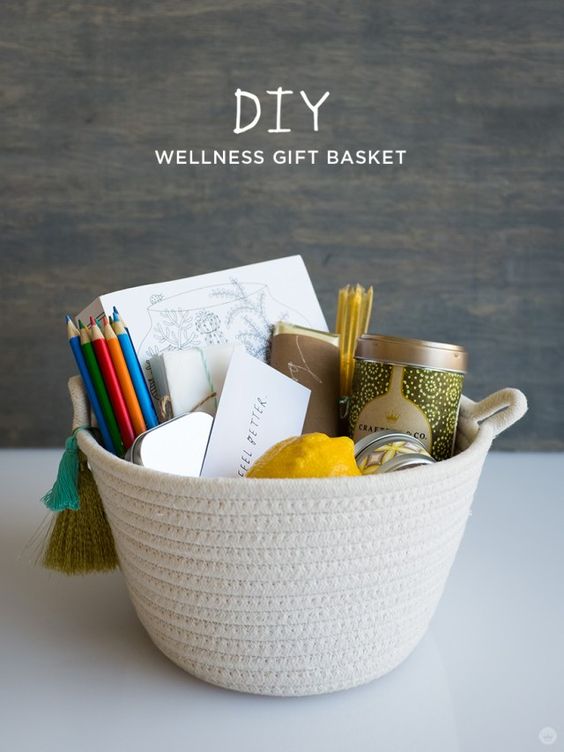 DIY gift basket for mindful coloring, sketching, and meditation.