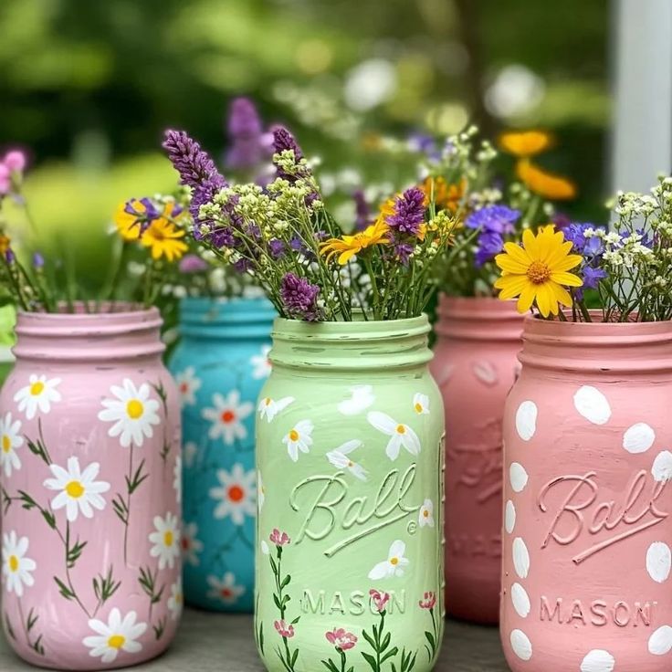 Colorful Hand-Painted Jars