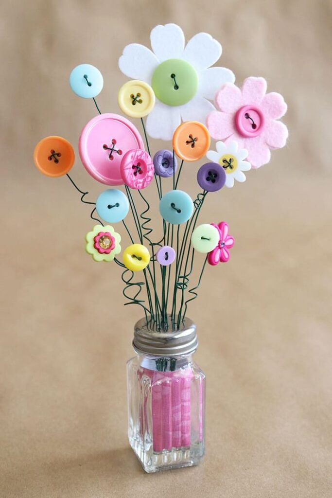 Button Bouquet In Mini Jar