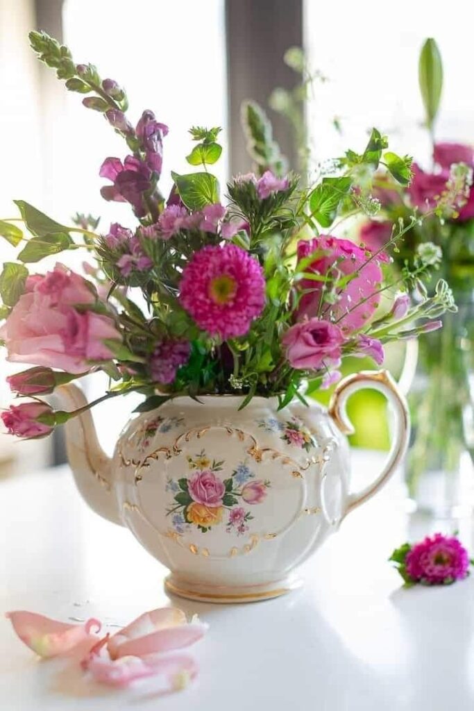 Peony & Rose In Teapot
