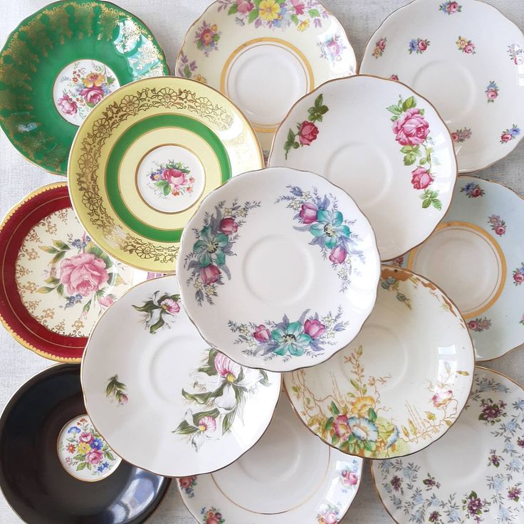 Mismatched Vintage Floral Plates