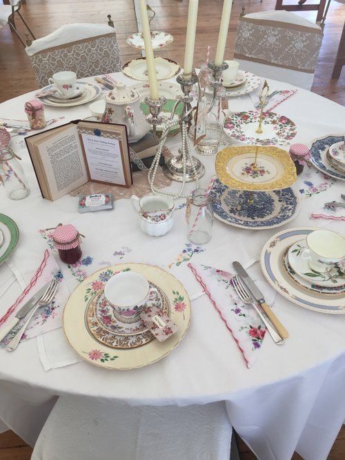Mismatched Vintage Tea Set Setup